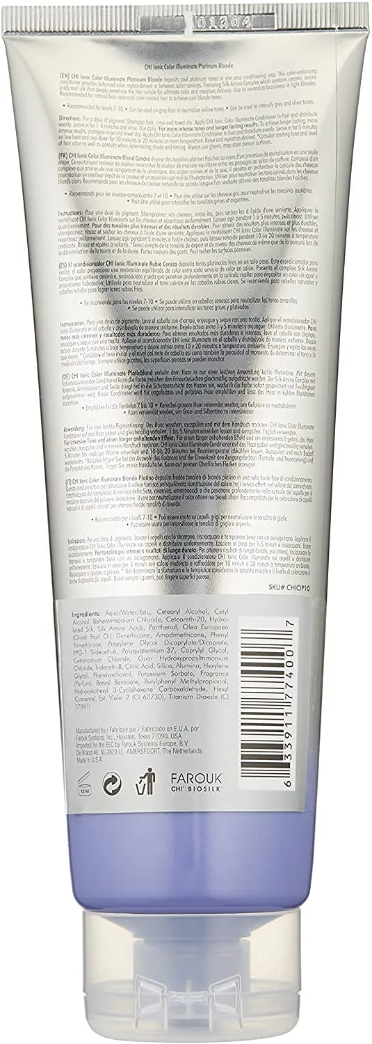 CHI Color Illuminate Conditioner, Helps Maintain Fresh Color In Natural & Color-Treated Hair, Sulfate, Paraben, & Cruelty-Free, Platinum Blonde, 8.5 Oz