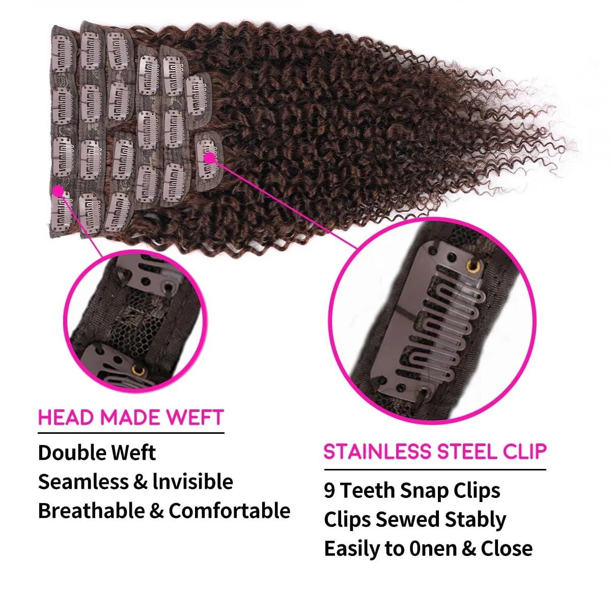 Chocolate Brown Kinky Curly Clip Ins 12 Inch 110g 8pcs 3C 4A Curly Clip In Hair Extensions Real Human Hair Full Head for Women 100% Brazilian Remy Human Hair Extensions Natural Color with 20 Clips #4