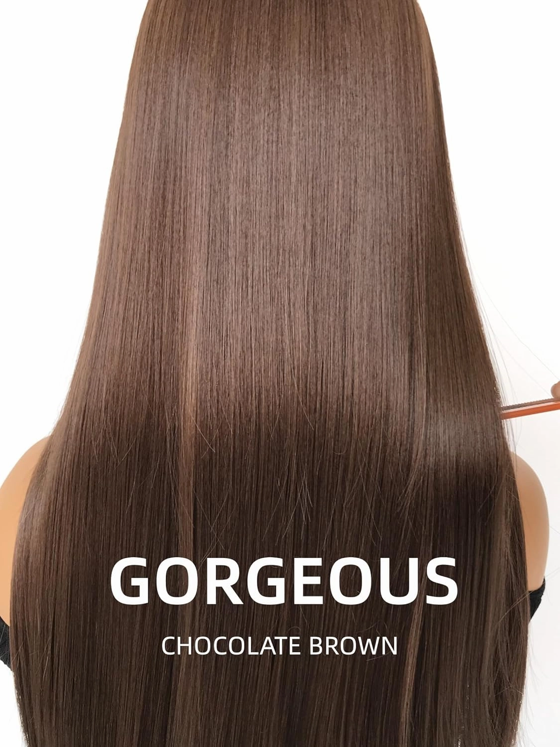 Chocolate Brown Synthetic Lace Front Wigs 26inch Middle Part Straight Wig Glueless Premium Fiber Realistic Look Like Human Hair Natural Density 13x4 Lace Frontal Wigs for Women