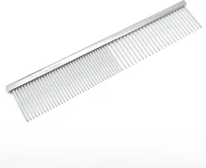 Chris Christensen 000 7.5 in. Greyhound Style Fine/Coarse Colored Butter Comb, Groom Like a Professional, Rounded Corners Prevent Friction and Breakage, Solid Brass with Steel Teeth, Chrome Finish