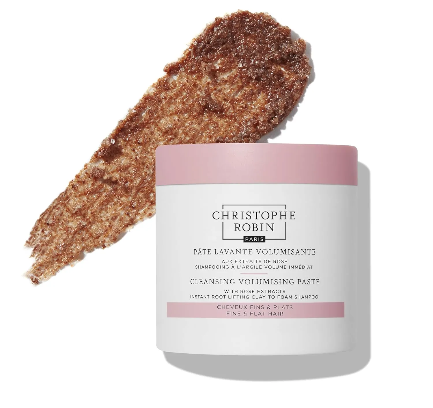 Christophe Robin Cleansing Volumizing Paste Shampoo with Rassoul Clay Rose Extracts Unisex Paste for Fine, Thin, and Flat Hair Color Safe - Travel Size 2.5 fl. oz