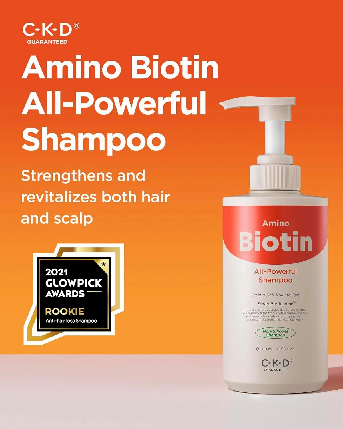 CKD Amino Biotin All-powerful Shampoo - Nourishing Daily Shampoo for Scalp and Hair, Improves Damaged Hair, Promotes Healthy Hair and Thickens Hair Growth. Korean Hair Care. 16.9 fl oz