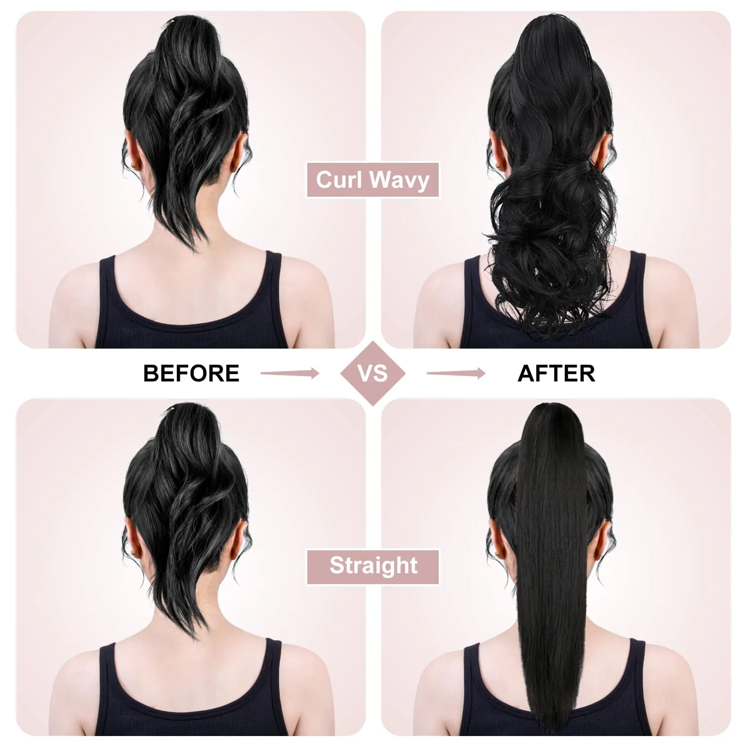 Claw Clip Ponytail Extension 18" Clip in Wavy Ponytail Hair Extensions Long Pony Tails for Women Extensions Bleach Blonde Wave Hairpiece