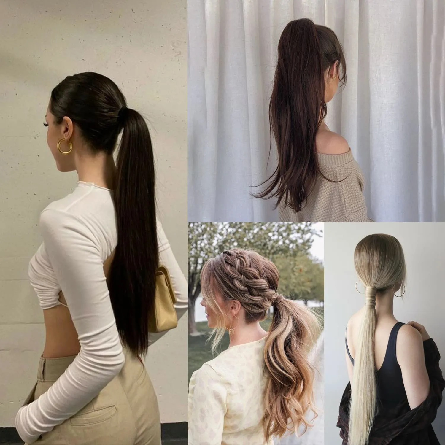 Claw Clip Ponytail Extension 18" Clip in Wavy Ponytail Hair Extensions Long Pony Tails for Women Extensions Bleach Blonde Wave Hairpiece