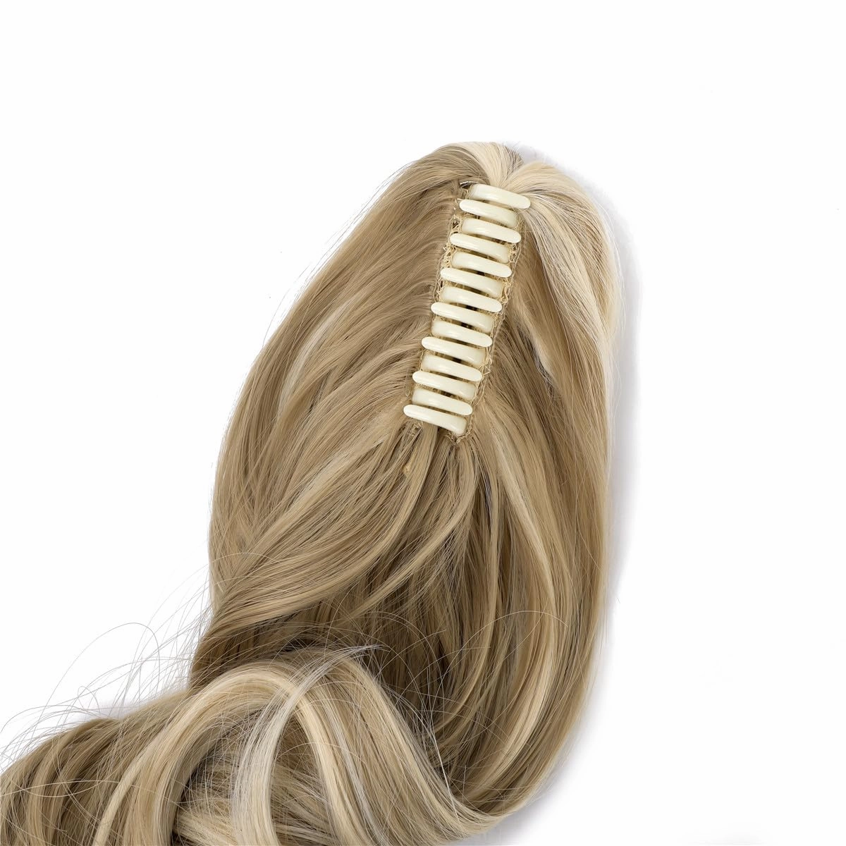 Claw Clip Ponytail Extension 18" Clip in Wavy Ponytail Hair Extensions Long Pony Tails for Women Extensions Ash Blonde Mix Light Bleach Blonde Wave Hairpiece