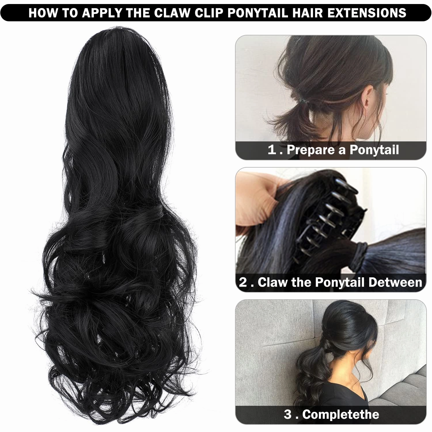 Claw Clip Ponytail Extension 18" Clip in Wavy Ponytail Hair Extensions Long Pony Tails for Women Extensions Wine Red Hairpiece