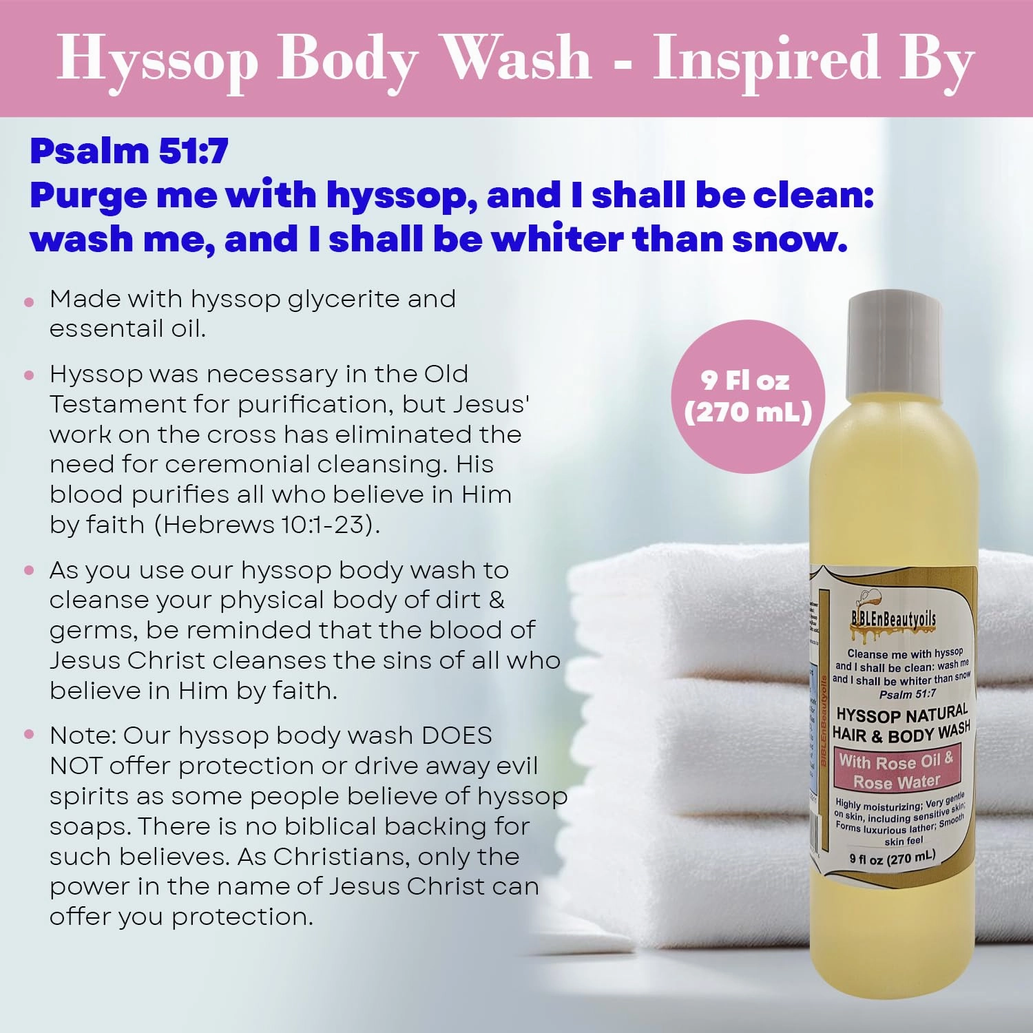 Cleanse Me With Hyssop Natural Hair and Body Wash, Organic Hyssop Infused Shampoo and Body Wash for Nourishing and Refreshing Hair & Body Cleansing (Rose)