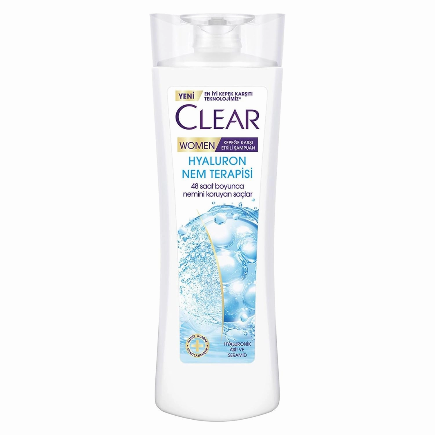 Clear Women Anti-Dandruff Shampoo – Hyaluron Moisture Therapy with Hyaluronic Acid & Ceramide, 48H Hydration & Scalp Protection, 350ml / 11.8 fl oz