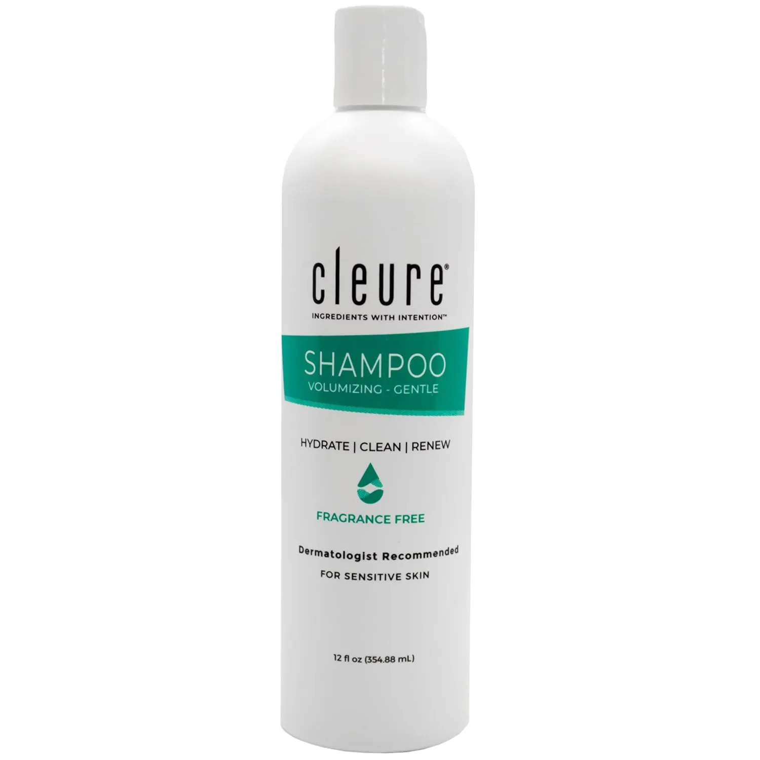 Cleure Hypoallergenic Volumizing Shampoo for Sensitive Skin - Fragrance Free, SLS Free & Paraben Free (12 oz, Pack of 1)