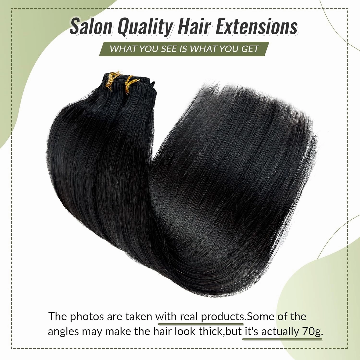 Clip in Hair Extensions Natural Black Remy Human Hair Extensions 22 Inch Long Straight Black Real Human Hair Clip in Extensions for Women 5pcs 70g Invisible Hair Extensions Clip on