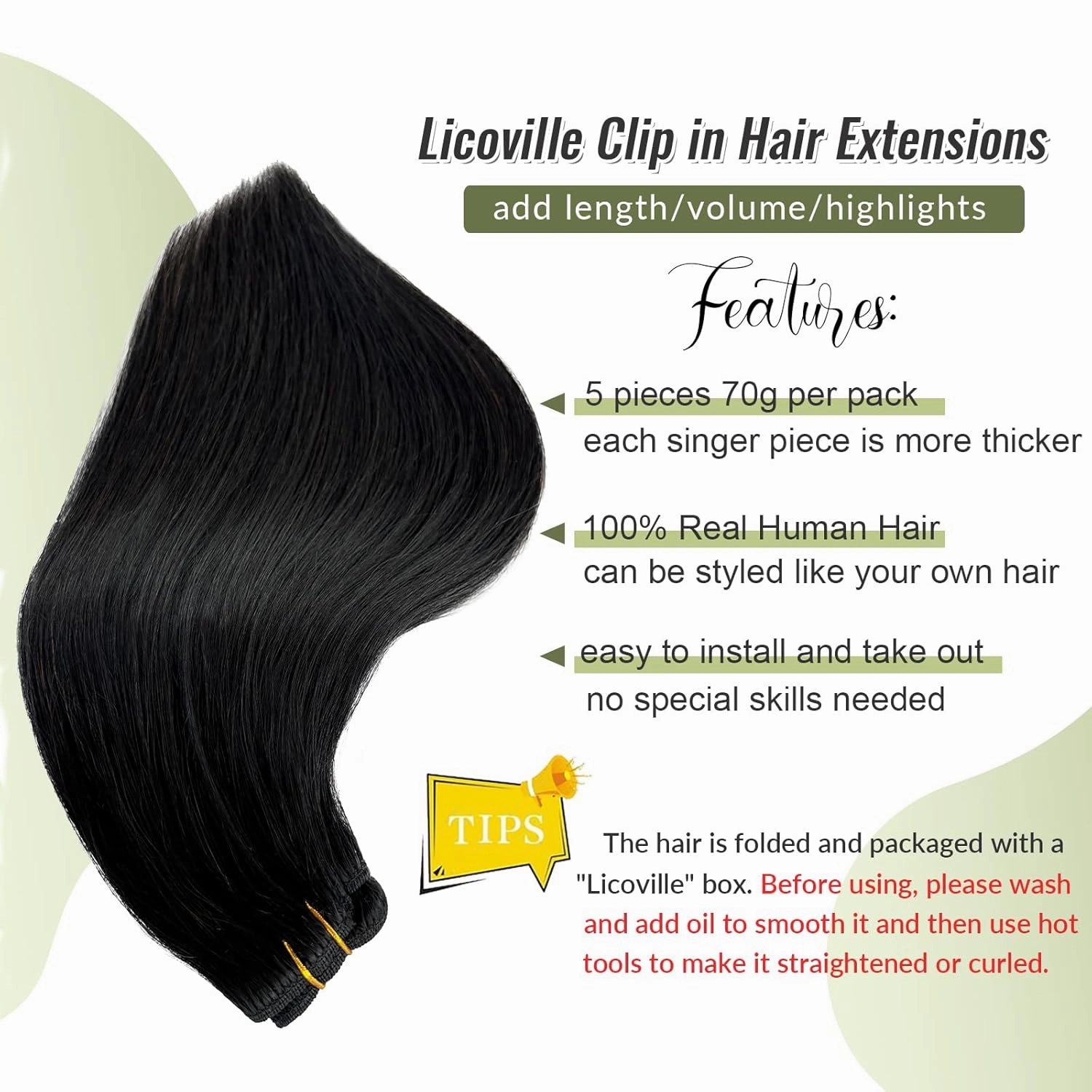 Clip in Hair Extensions Natural Black Remy Human Hair Extensions 22 Inch Long Straight Black Real Human Hair Clip in Extensions for Women 5pcs 70g Invisible Hair Extensions Clip on