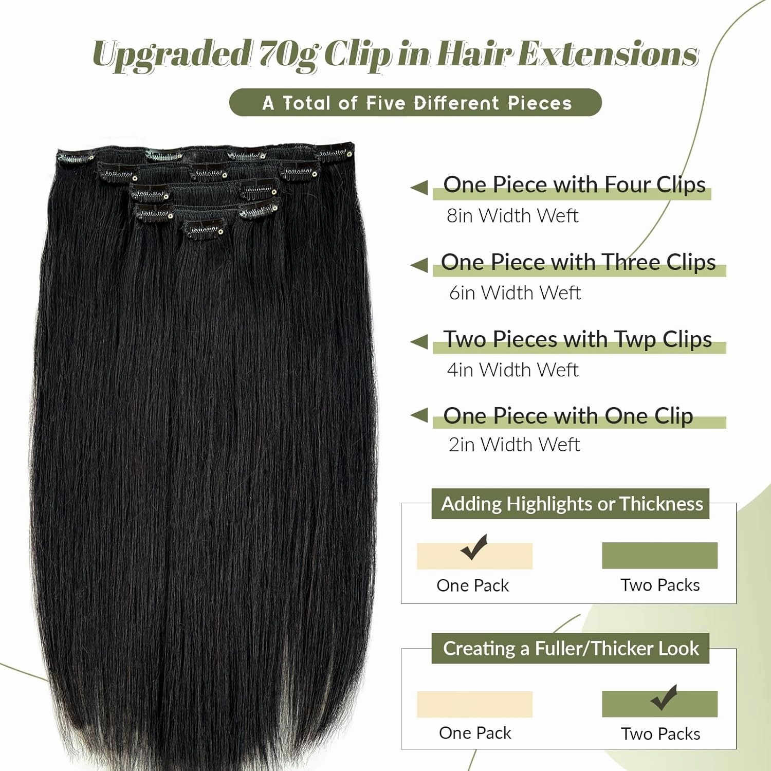 Clip in Hair Extensions Natural Black Remy Human Hair Extensions 22 Inch Long Straight Black Real Human Hair Clip in Extensions for Women 5pcs 70g Invisible Hair Extensions Clip on