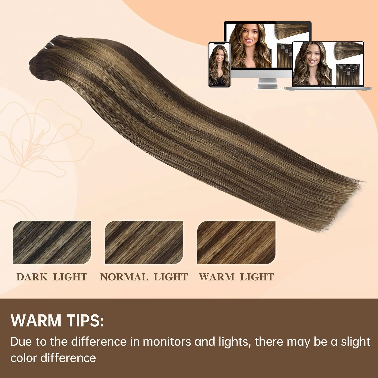 Clip in Hair Extensions Real Human Hair 12 Inch 55g 7pcs Balayage Chocolate Brown to Caramel Blonde Remy 100% Human Hair Straight Clip Ins for Women Invisible Clip on Hair Extensions