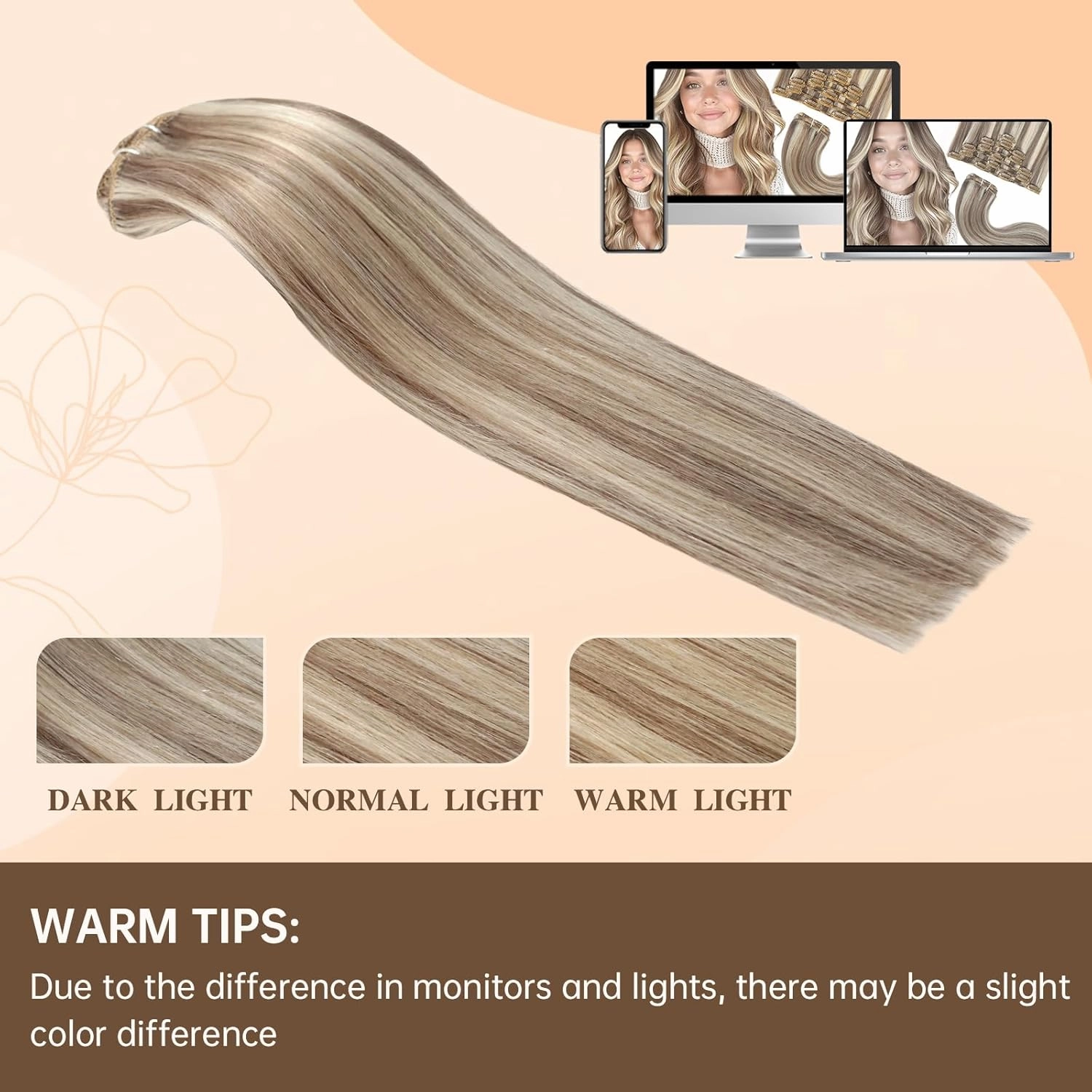 clip in human hair extensions Ash Brown Highlights Platinum Blonde 75g 7pcs 16 Inch Real Hair Extensions Natural Remy Hair Double Weft Thick Silky Straight Clip in Hair Extensions