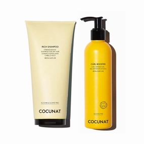 COCUNAT - Curl Booster   Rich Shampoo - Curly Hair Defining Gel - Dry, Curly, Damaged or Dyed Hair - Eliminates Frizz - Sulfate and Silicone Free - Curly Method - 250 ml   200 ml