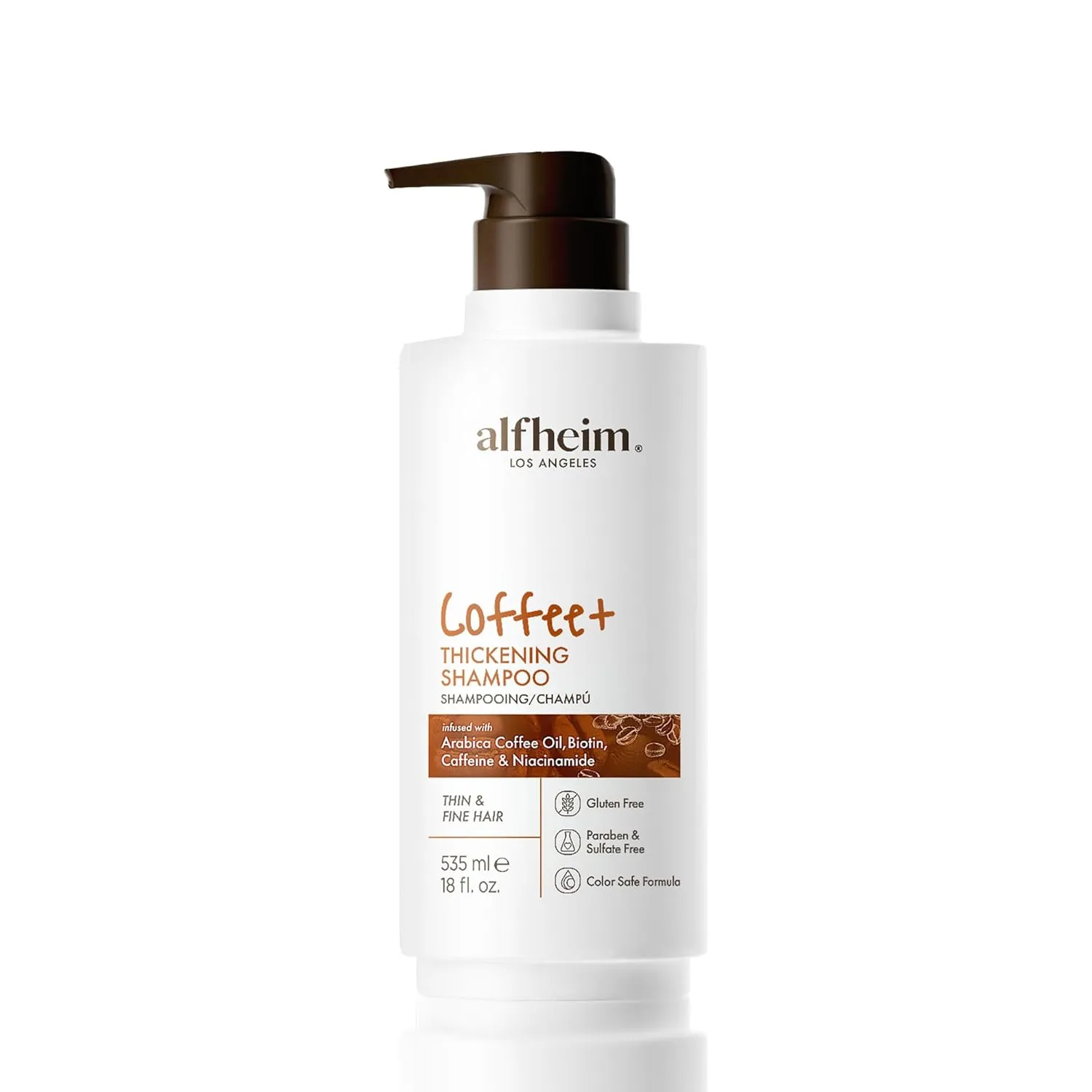 Coffee  Thickening Shampoo | Caffeine, Biotin & Niacinamide for Hair Growth & Strength | Volumizing & Hydrating Formula for Thinning & Fine Hair | Sulfate-Free, Color-Safe -18oz