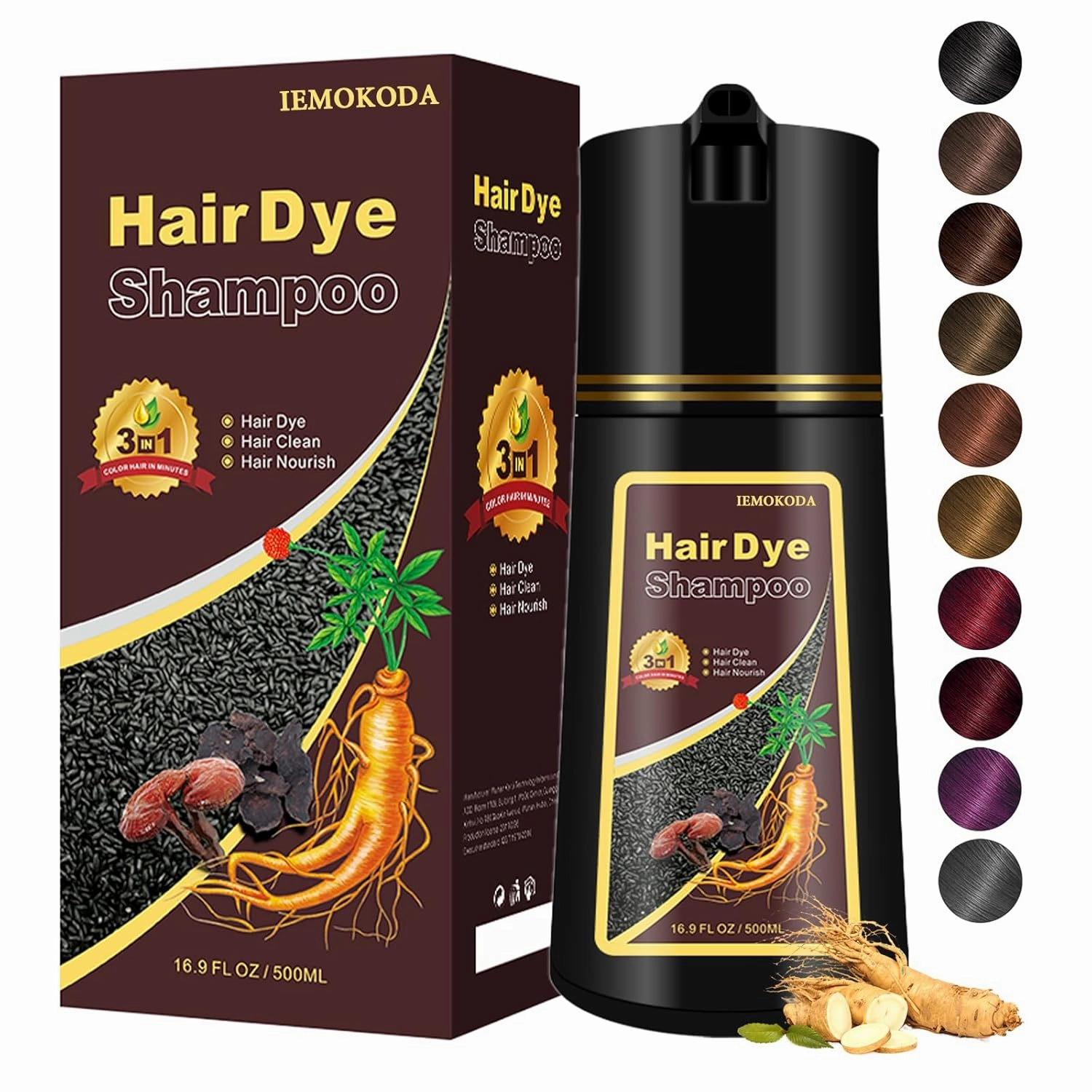 Coffee Hair Dye, Hair Dye Shampoo for Men and Women, Hair Color Shampoo For Home Use, Shampoo Para Canas, Hair Dye Shampoo 3 in 1, 16.9 Fl Oz (Coffee)