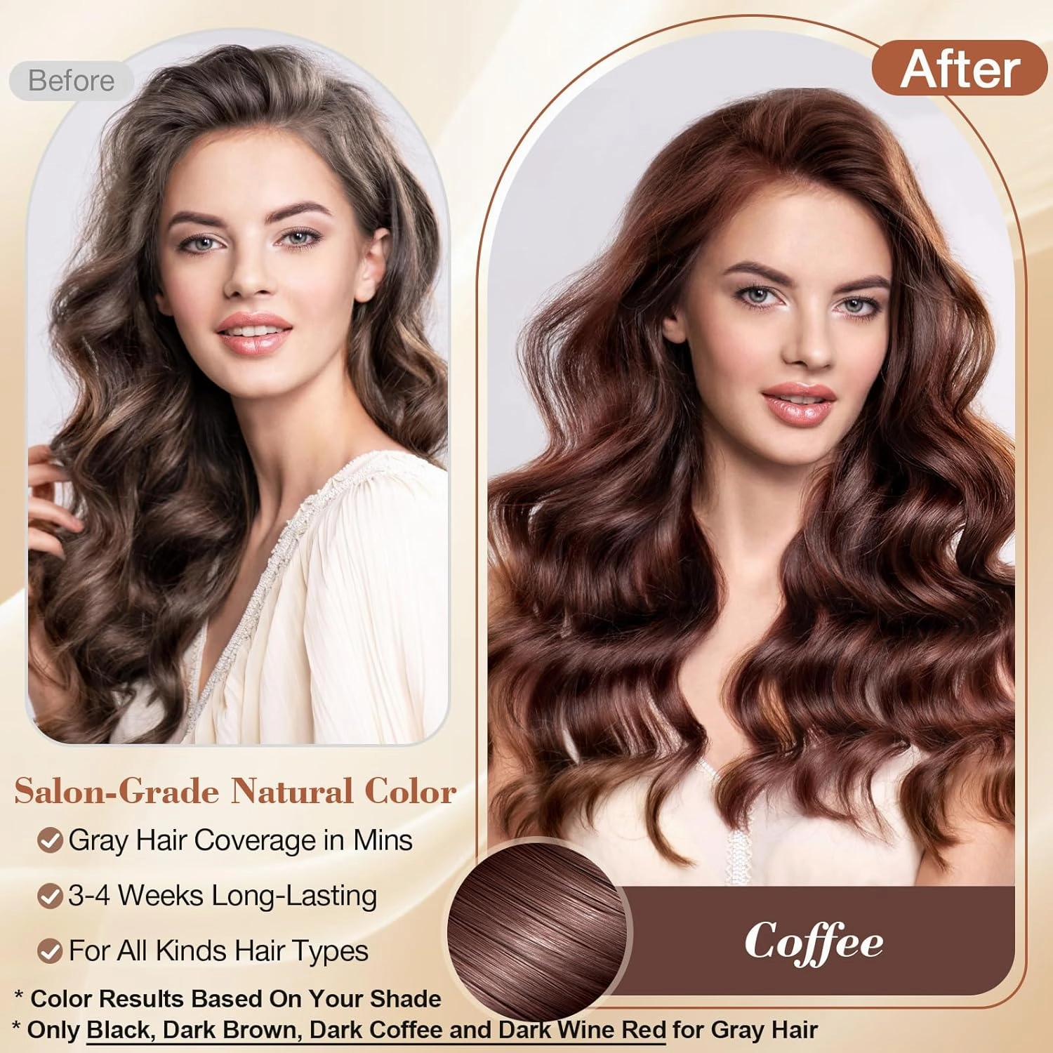 Coffee Hair Dye Shampoo 3 in 1 with Argan Oil, Instant Hair Color Shampoo in Minutes, Salon-Quality & Long-Lasting Shampoo Hair Dye, Shampoo Para Canas Mujer, Easy to Use for Men Women 500ML