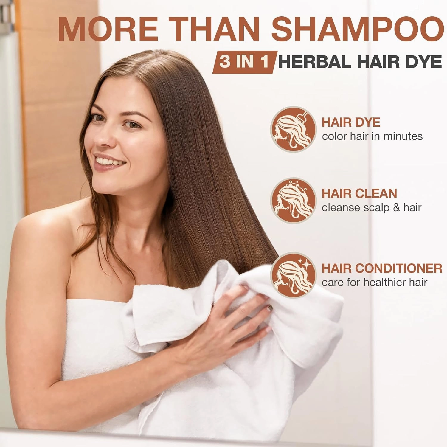 Coffee Hair Dye Shampoo 3 in 1 with Argan Oil, Instant Hair Color Shampoo in Minutes, Salon-Quality & Long-Lasting Shampoo Hair Dye, Shampoo Para Canas Mujer, Easy to Use for Men Women 500ML