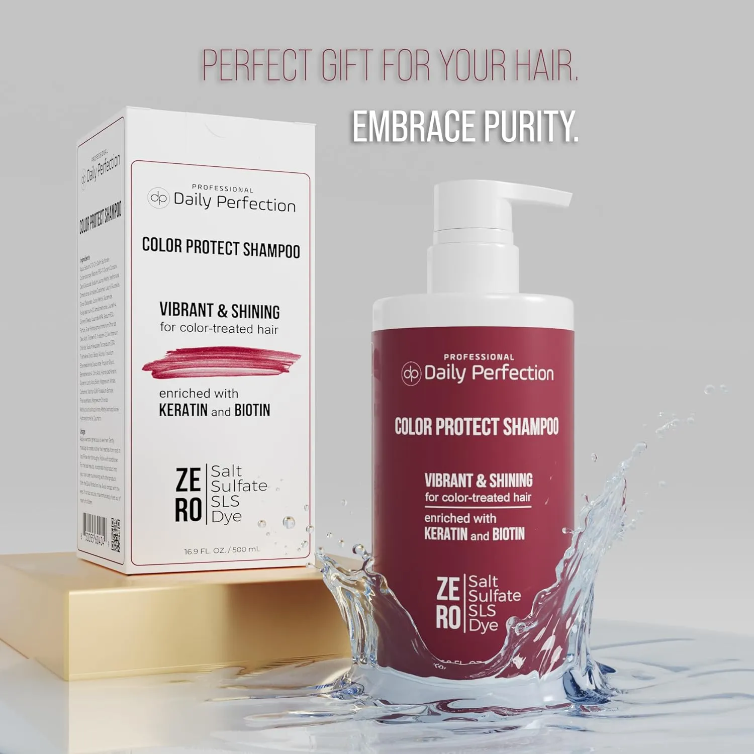 Color Protect Shampoo to Maintain and Enhance Your Color-Treated Hair with Biotin and Keratin. Salon-Grade Formula, Salt-Free, Sulfate-Free, and Paraben-Free.