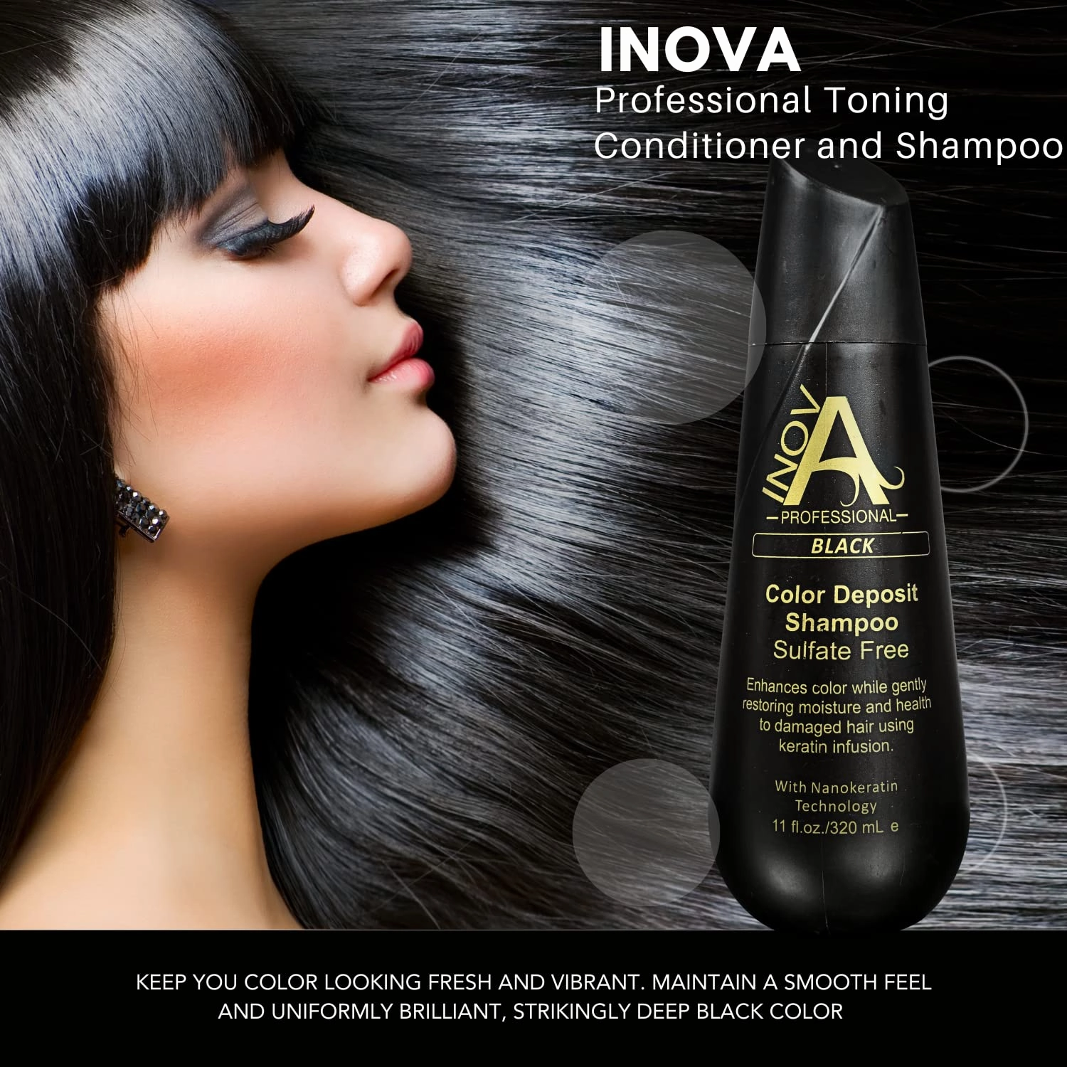 Color Revive & Enhance - Smooth Protection Sulfate-Free Shampoo - Color Deposit Black, 11 Fluid Ounce