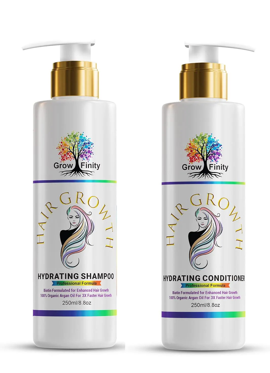 Combo Set - Hair Growth Hydrating Shampoo and Conditioner | Biotin and Argan Oil Infused for 3X Faster Hair Growth | Luxury Hair Care Hair Repair and Hair ReGrowth Kit (Set of 2)