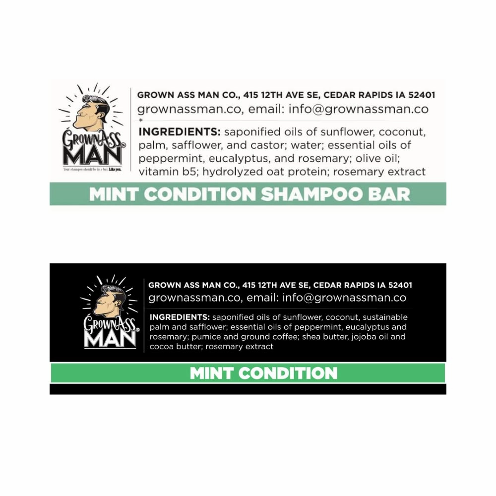 Combo Packs - Solid Soap & Shampoo Bars Rich Lather with Natural Oils & Gentle Scrub for Men - Plastic Free & Eco-Friendly, & Organic Deep Clean, 4oz Bars (Mint Condition 3-Pack)
