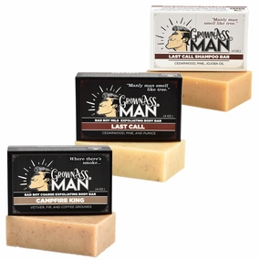 Combo Packs - Solid Soap & Shampoo Bars Rich Lather with Natural Oils & Gentle Scrub for Men - Plastic Free & Eco-Friendly, Natural & Organic Deep Clean, 4oz Bars (Woodsman 3-Pack)
