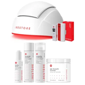 Complete Hair Restoration Bundle: Pro with battery pack   Hair Growh Supplement, Serum, Thickening Shampoo & Conditioner