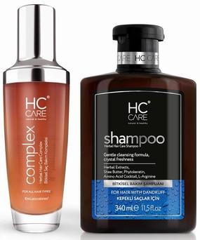 COMPLEX 100% Herbal Hair Serum and Anti Dandruff Shampoo Set - Hair Strengthening, Nourishing Serum for Damaged Hair - Hydrating Hair Care for Dandruff Hair - Hair Regrowth Treatment