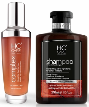 COMPLEX 100% Herbal Hair Serum and Normal Dry Hair Shampoo Set - Hair Strengthening, Nourishing Serum for Damaged, Dry Hair - Hydrating Hair Care - Hair Regrowth Treatment