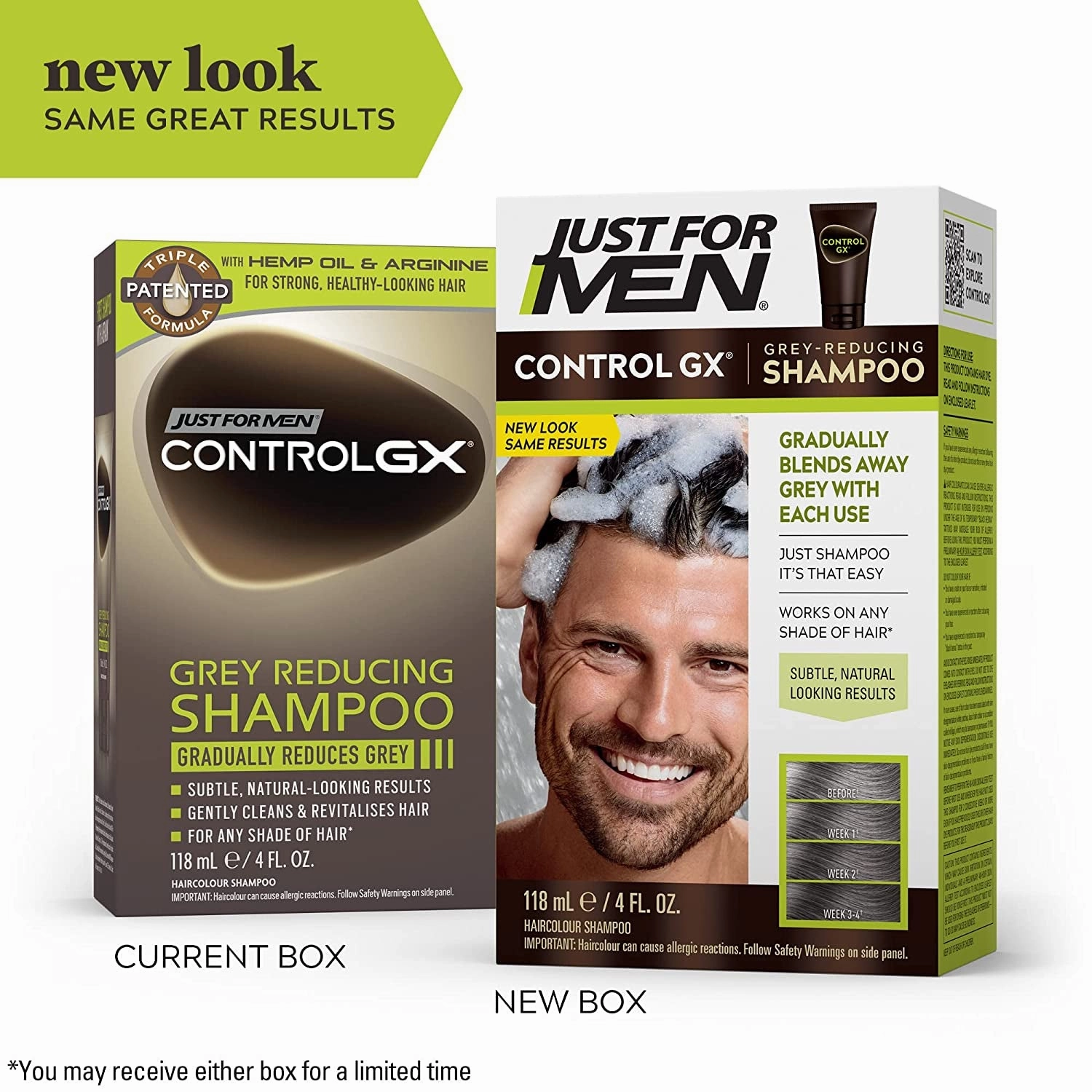 Control GX Grey Reducing Shampoo, Gradual Hair Color for Stronger and Healthier Hair, 4 Fl Oz - Pack of 1 (Packaging May Vary)