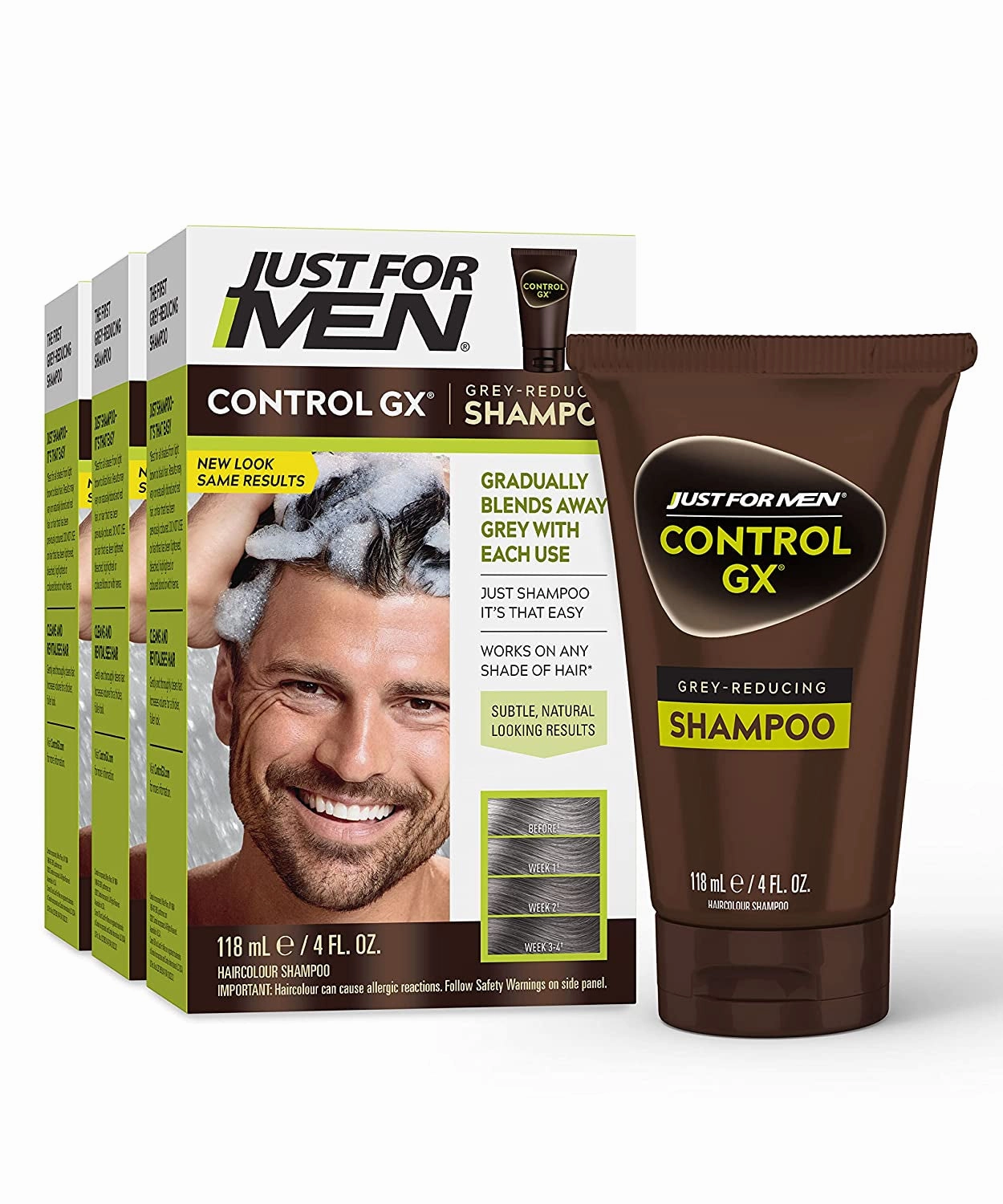 Control GX Grey Reducing Shampoo, Gradual Hair Color for Stronger and Healthier Hair, 4 Fl Oz - Pack of 1 (Packaging May Vary)