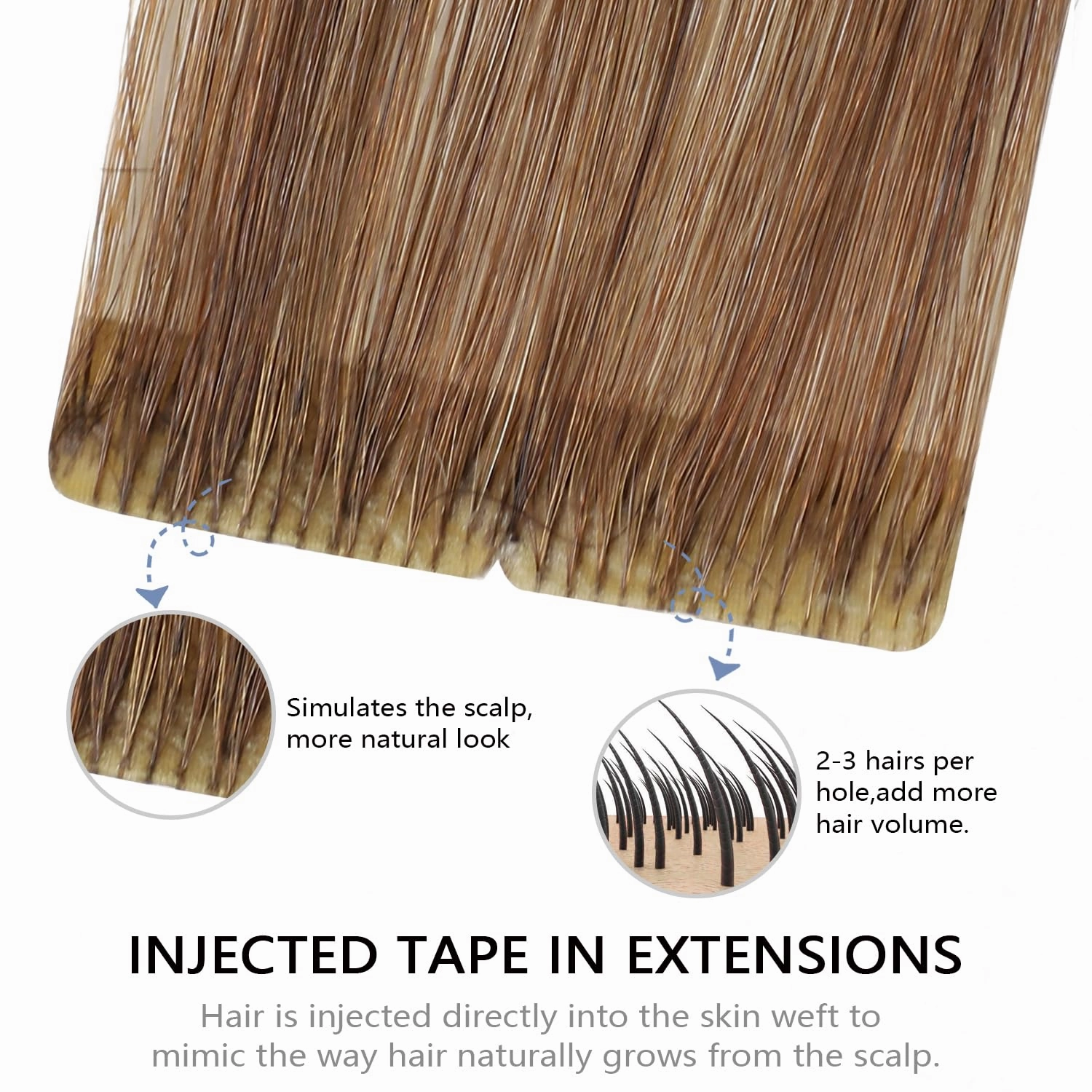 COOKAYU Invisi Edge Tape in Extensions Human Hair Walnut Brown to Ash Brown and Blonde Seamless Injected Tape Ins Straight invisible Hair Extensions 22Inch 50g 20pcs/pack