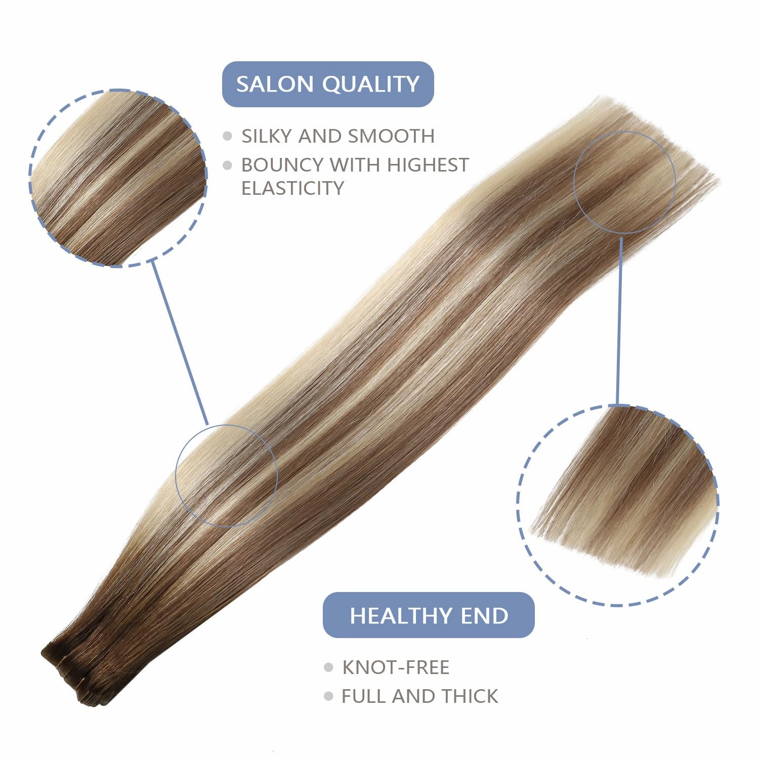 COOKAYU Invisi Edge Tape in Extensions Human Hair Walnut Brown to Ash Brown and Blonde Seamless Injected Tape Ins Straight invisible Hair Extensions 22Inch 50g 20pcs/pack
