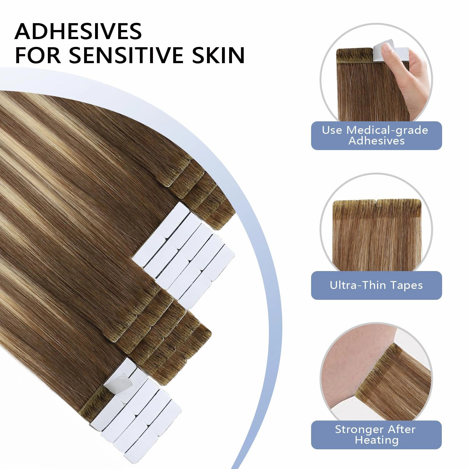 COOKAYU Invisi Edge Tape in Extensions Human Hair Walnut Brown to Ash Brown and Blonde Seamless Injected Tape Ins Straight invisible Hair Extensions 22Inch 50g 20pcs/pack