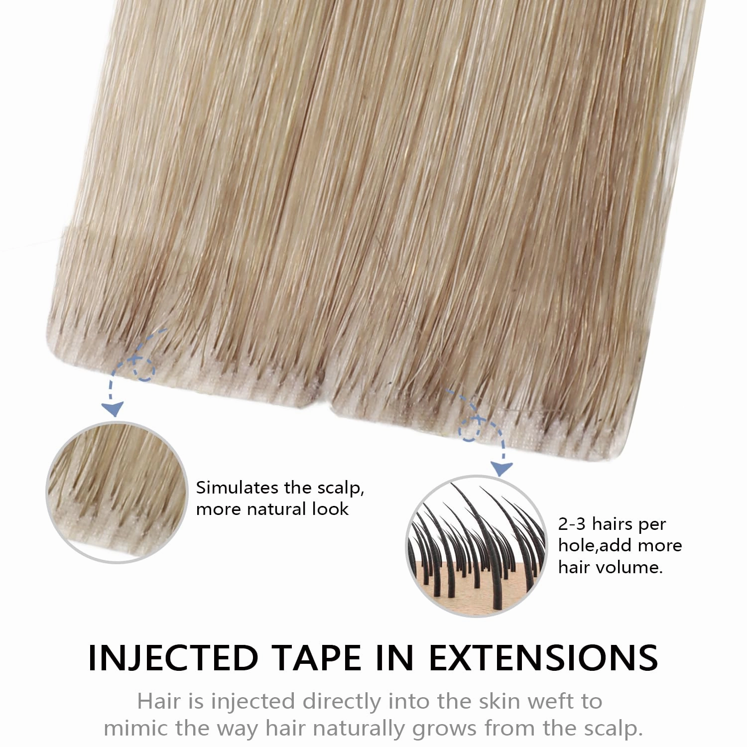 COOKAYU Invisi Edge Tape in Hair Extensions Human Hair, Ash Brown to Platinum Blonde 14Inch 20pcs 30g Straight Invisible Injected Tape in extensions