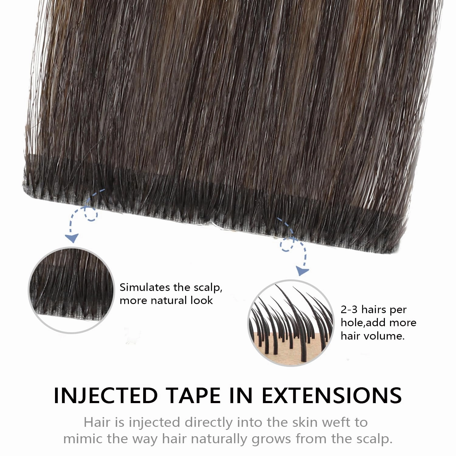 COOKAYU Invisi Edge Tape in Hair Extensions Real Human Hair Seamless Injected Tape Ins 22Inch 20pcs 50g Natural Black to Medium Brown and Caramel blonde Extensions