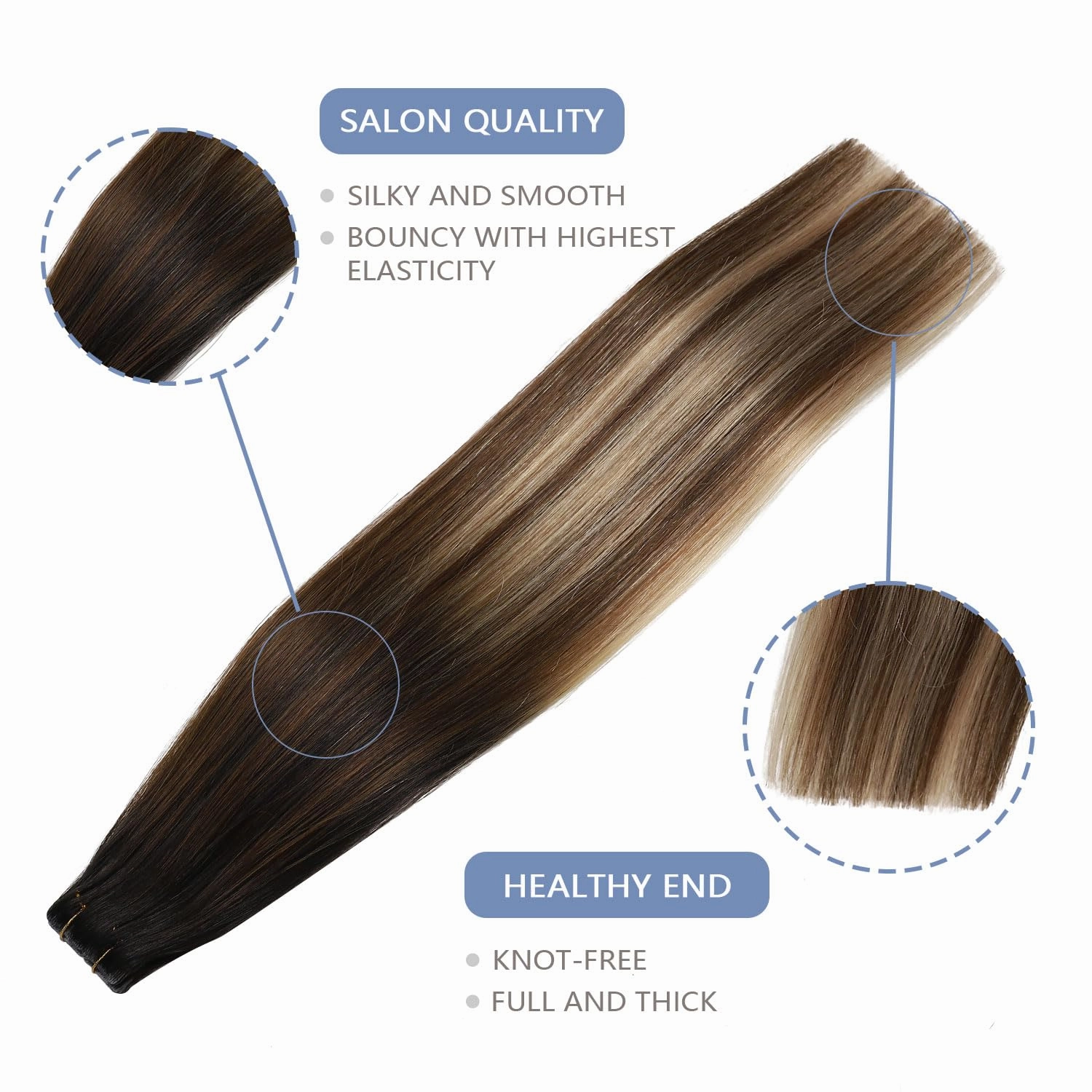 COOKAYU Invisi Edge Tape in Hair Extensions Real Human Hair Seamless Injected Tape Ins 22Inch 20pcs 50g Natural Black to Medium Brown and Caramel blonde Extensions