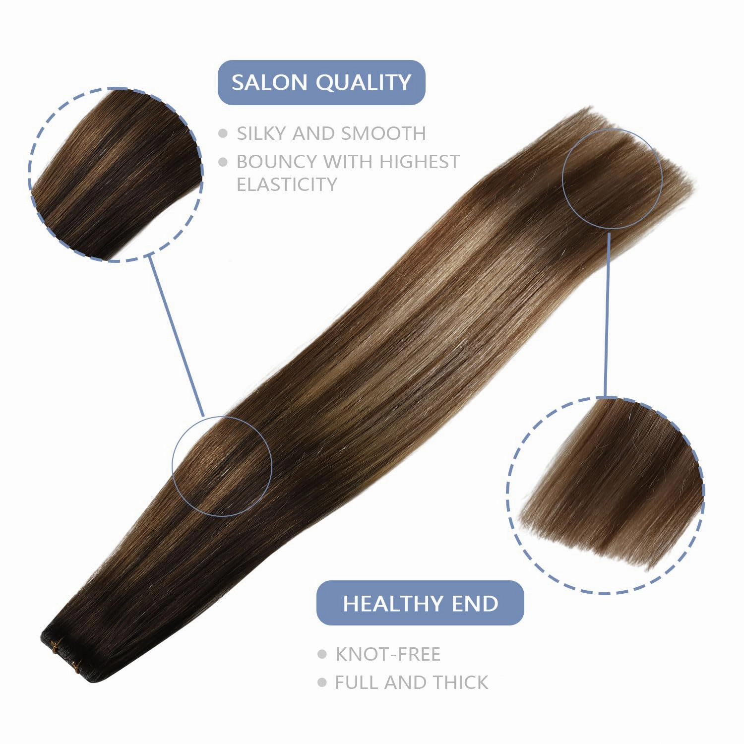 COOKAYU Invisible Tape in Hair Extensions, Balayage Dark Brown to Dirty Blonde 16Inch 20pcs 35g/pack Straight Real Human Hair Invisible Injected Tape in Extensions