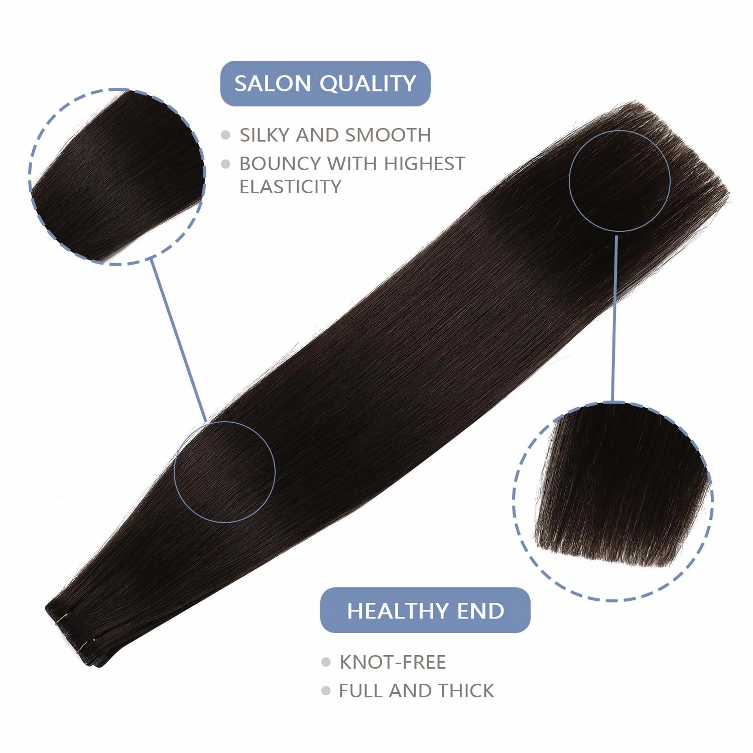 COOKAYU Invisible Tape in Hair Extensions, Darkest Brown 16Inch 35g 20pcs Seamless Invisi Edge Tape in Human Hair Straight Injected Extensions