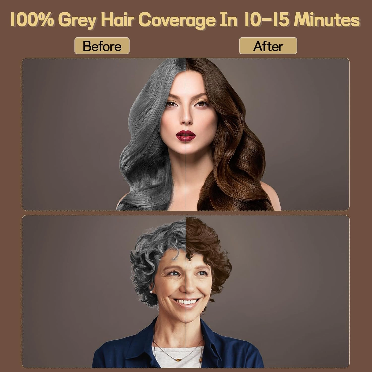 COSMTEK Dark Brown Hair Dye Shampoo, Hair Color Shampoo for Women, 3 in 1 Hair Dye for Gray Hair 100% Grey Hair Coverage/Instant/Herbal Ingredients 17.6 OZ