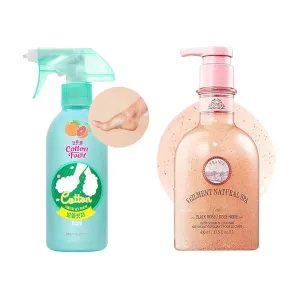 Cotton Foot - Foot Shampoo (Grapefruit, 13fl oz) & NATURAL SPA 2-in-1 BODY WASH SCRUB BLACK ROSE(13.53fl.oz)