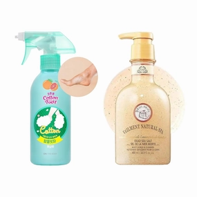 Cotton Foot - Foot Shampoo (Grapefruit, 13fl oz) & NATURAL SPA DEAD SEA SALT 2-in-1 BODY WASH BODY SCRUB(13.53fl.oz) - Effective on Scars & Wrinkles - Moisturize Skin Polishes