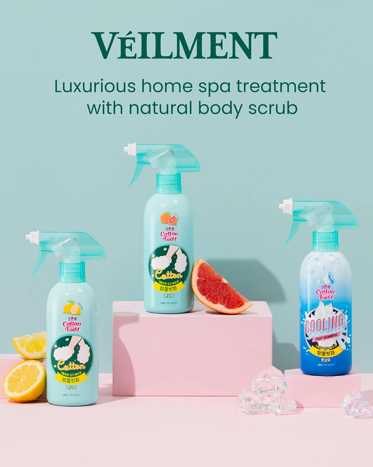 Cotton Foot Shampoo Soap (Grapefruit, 13fl oz*2, Pack of 2) - Refreshing Cleanse Spray, Deodorizing Foor Care. Foaming Wash, Easy to Use