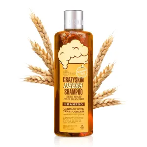 CRAZY SKIN German Beers Yeast Biotin Shampoo for Hard water, Anti-hair loss, and Thickening,Gentle Exfoliating & Scalp Function with Panthenol, Collagen and Free-Sulfate, Chemical, 300ml(10.15oz)