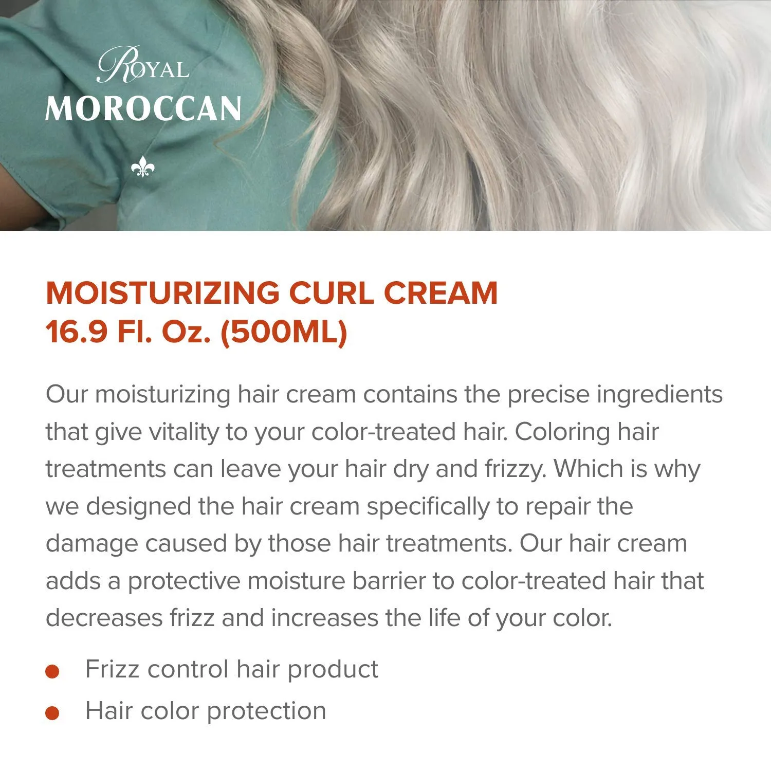 Curl Defining Cream for Frizzy, Color Treated & Curly Hair | Moisturizing Argan Oil Styling Product | (500 ml 16.9 oz)