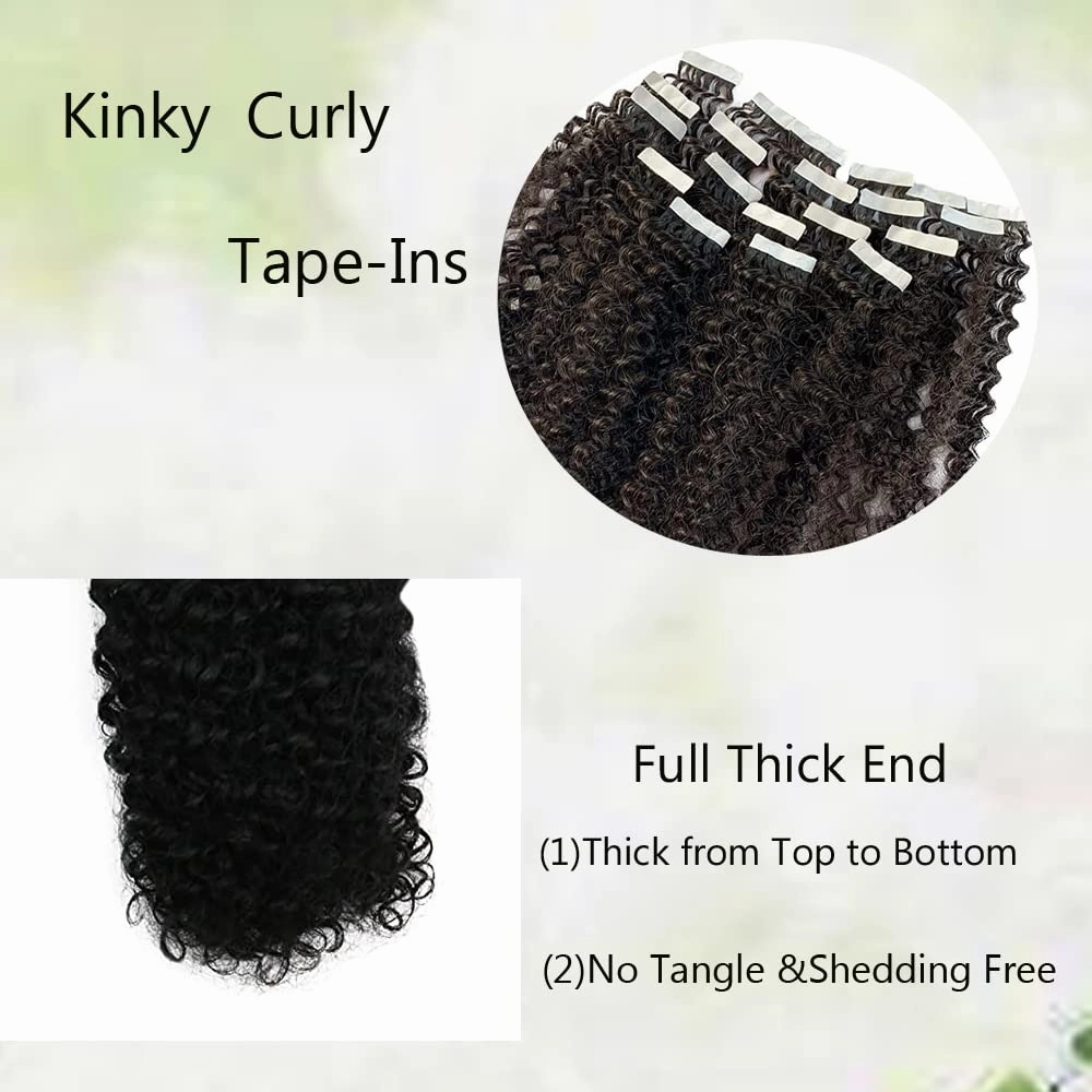 Curly Tape in Hair Extensions for Black Women,Natural Black Curly Human Hair Extensions, Curly Tape in Hair Extensions Real Human Hair Curly Remy Hair Extensions Tape in Human Hair 18 Inch 20PCS 50g