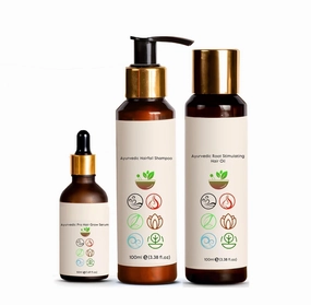 Customised HairFall Control Regimen- 3 Ayurvedic Product Kit For All Hair - Lotus AntiHairfall Shampoo, Neem AntiHairfall Hair Oil & Aloe Vera Hair Booster Serum