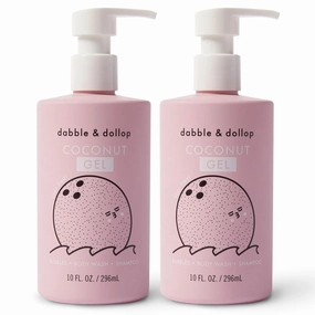 Dabble & Dollop Coconut Body Wash & Shampoo - 3 in 1 Natural Bubble Bath for Kids, USA-Made, Paraben & Sulfate Free, Vegan, Gluten-Free, Tear-Free (10oz, Pack of 2)